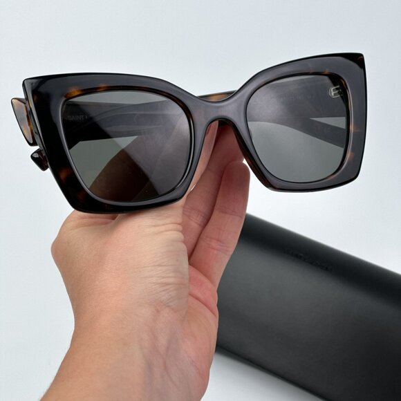 Saint Laurent SL552 008 BRAND NEW Sunglasses Havana Grey Cat Eye Women - Picture 1 of 14